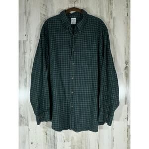 Brooks Brothers Flannel Button‎ Up Shirt Size XXL Regent Fit Green Plaid